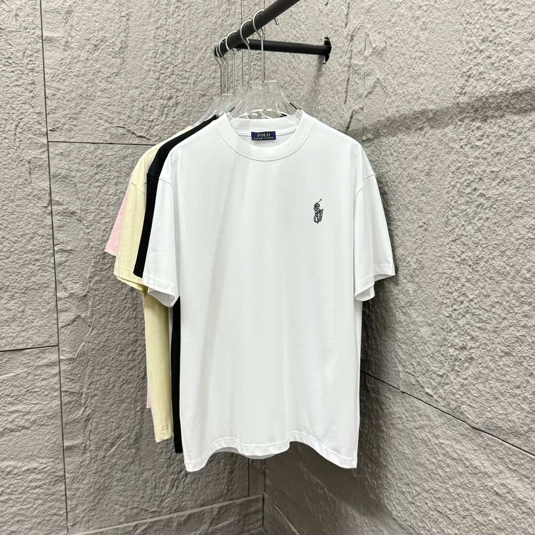 🅿️180 Polo* Ralph Lauren 2025 spring and summer new style Classic letter pony embroidery Customized double yarn plain cotton fabric Short-sleeved T-shirt Unisex Color: Black White Angora Red Size: S (90-130 pounds) M (120-150 pounds) L (140-165 pounds) XL (160-180 pounds) XXL (180-210 pounds)